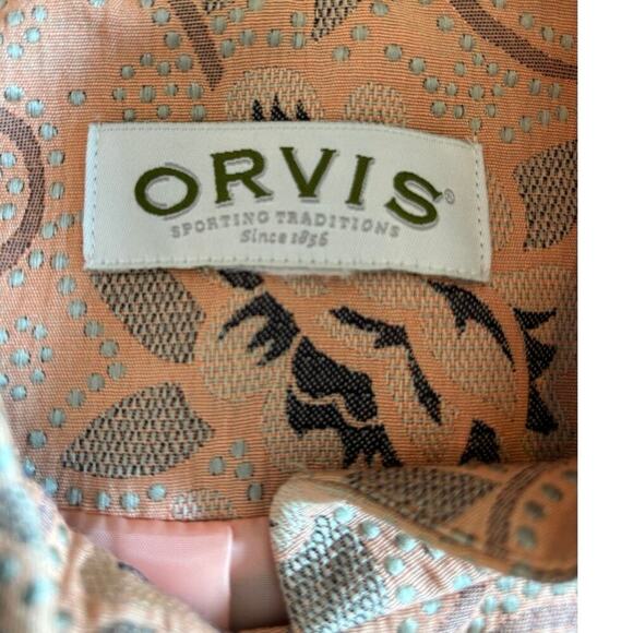 ORVIS Sz Med Floral Swirls Embroidered Pearl Button Mandarin Collar BlazerJacket - Picture 6 of 9